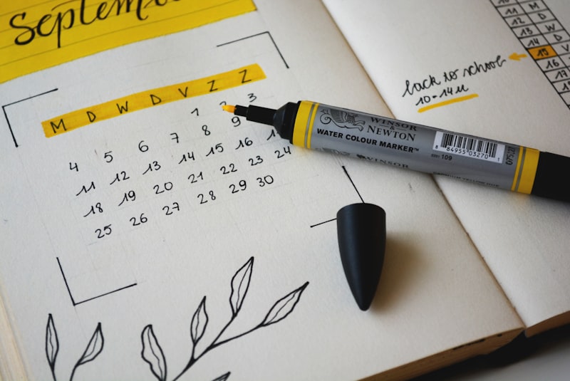 Calendar used for weekly scheduling